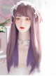 Personalized Two-Color Hanging Ear Dye Purple Air Bangs Fashion Long Straight Hair Lolita Wigs