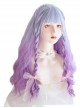 Pisces Series Blue-Purple Gradient Long Curly Hair Sweet Lolita Air Bangs Wigs