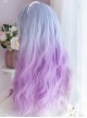 Pisces Series Blue-Purple Gradient Long Curly Hair Sweet Lolita Air Bangs Wigs