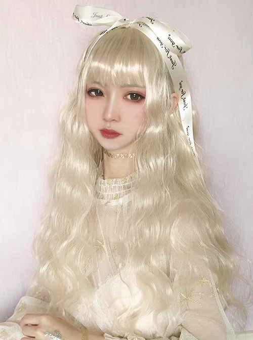 Antique Doll Collection Golden Big Waves Hair Layering Long Curly Wigs Sweet Lolita Wigs