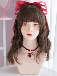 Snow White Series Daily Short And Medium Wavy Curls Brown Air Bangs Lolita Curls Wigs