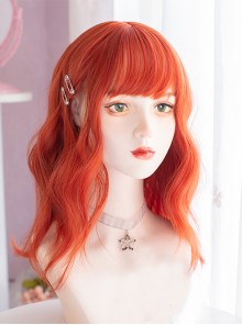 Orange Air Bangs Wavy Roll Medium And Long Hair Lolita Wigs