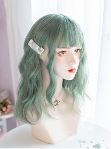 Capricorn Series Matcha Green Cute Sweet Air Bangs Lolita Curls Wigs