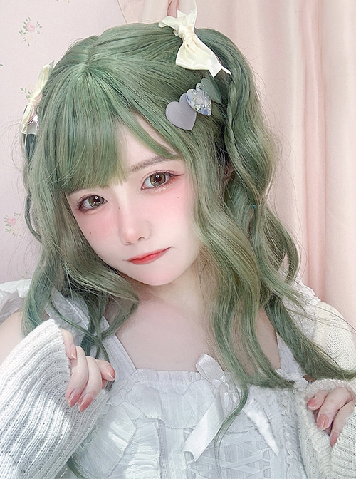 Capricorn Series Matcha Green Cute Sweet Air Bangs Lolita Curls Wigs