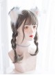 Aoki Linen Gray Braided Hair Double Small Twist Daily Cute Air Bangs Curly Hair Lolita Wigs