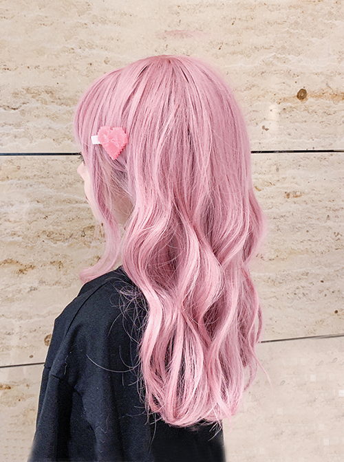 Pink E-Sports Beautiful Girl Short Curly Hair Sweet Air Bangs Lolita Wigs