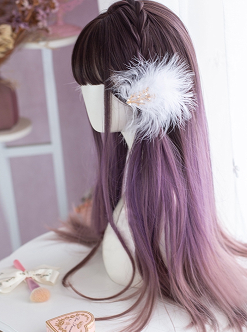 Scorpio Series Three-Color Gradient Purple Long Straight Hair Lolita Wigs