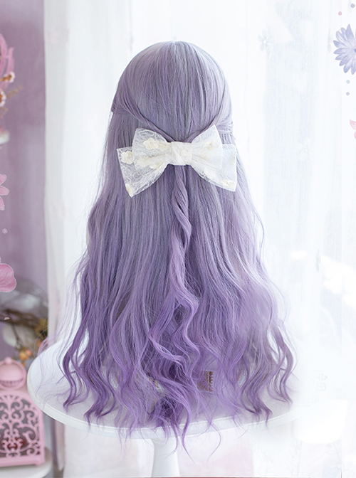 Libra Series Taro Purple Gradient Long Wavy Roll Sweet Lolita Air Bangs Wigs