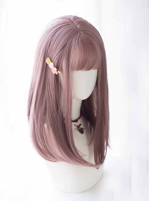 Daily Natural Cute Inside Buckle Medium Length Straight Hair Classic Lolita Wigs