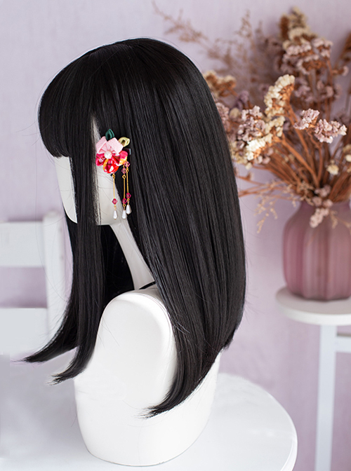 Daily Natural Cute Inside Buckle Medium Length Straight Hair Classic Lolita Wigs