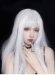 Pure White Cool Girl Cyberpunk Style Long Straight Hair Qi Bangs Lolita Wigs