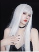 Pure White Cool Girl Cyberpunk Style Long Straight Hair Qi Bangs Lolita Wigs