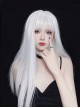 Pure White Cool Girl Cyberpunk Style Long Straight Hair Qi Bangs Lolita Wigs