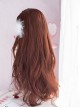 Elegant Reddish-Brown Long Curly Hair Qi Bangs Lolita Wigs