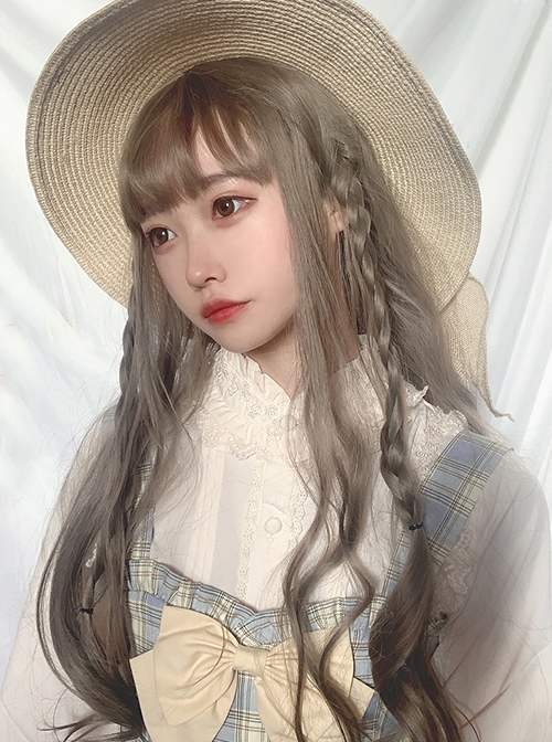 Daily Nature Aoki Linen Gray Qi Bangs Long Curly Hair Lolita Wigs