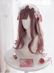 Pink Purple Sweet Daily Long Curly Hair Girl Qi Bangs Lolita Wigs