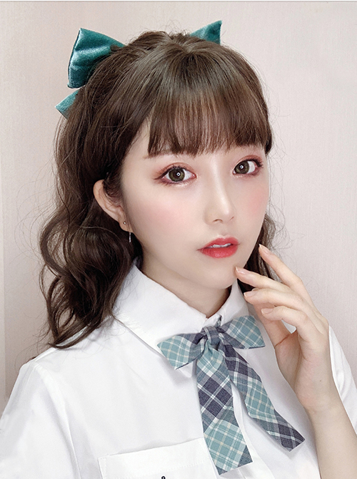 Stylish And Fluffy Black Cute Wool Roll Big Natural Waves Qi Bangs Lolita Wigs