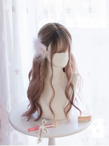 Three-Color Gradient Long Wavy Curly Hair Qi Bangs Classic Lolita Wigs