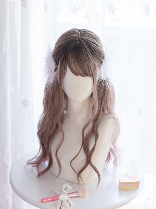 Three-Color Gradient Long Wavy Curly Hair Qi Bangs Classic Lolita Wigs