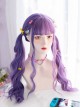 Fashion Pink And Purple Colors Matching Big Waves Long Curly Hair Qi Bangs Lolita Wigs