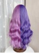 Fashion Pink And Purple Colors Matching Big Waves Long Curly Hair Qi Bangs Lolita Wigs