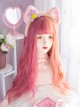 Fashion Orange-Pink Colors Matching Big Waves Long Curly Hair Qi Bangs Classic Lolita Wigs