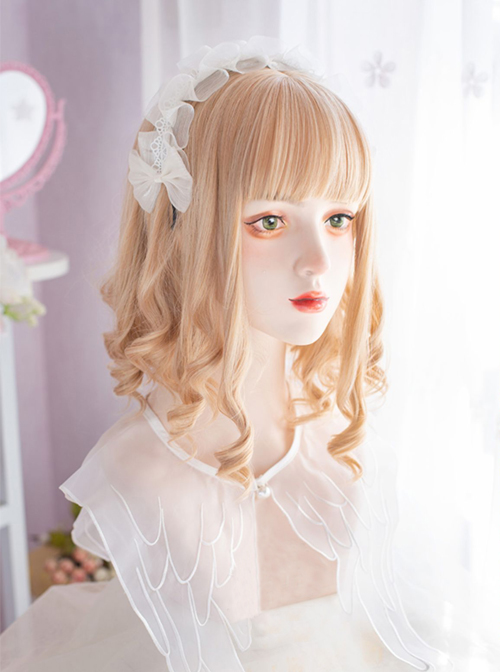 Daily Blonde Cute Short Curly Hair Qi Bangs Sweet Lolita Wigs