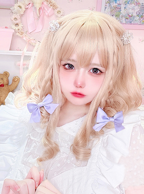 Daily Blonde Cute Short Curly Hair Qi Bangs Sweet Lolita Wigs