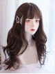 Dark Brown Natural Curly Hair Qi Bangs Lolita Medium Length Lolita Wigs