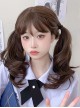 Dark Brown Natural Curly Hair Qi Bangs Lolita Medium Length Lolita Wigs