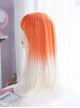 Golden Orange Personality Gradient Long Straight Hair Qi Bangs Lolita Wigs