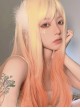 Golden Orange Personality Gradient Long Straight Hair Qi Bangs Lolita Wigs