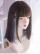 Daily Dark Brown Embellished Haze Blue Cute Short Straight Hair Qi Bangs Lolita Wigs