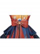 Ukiyo Series JSK Japanese Style Fine Print Blue Three-Layer Hem Bow Knot Girdle Decoration Classic Lolita Sleeveless Dress Set