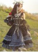 Starry Night Series Organza Palace-Style Jacquard Lace Trim Beaded Decoration Black Sleeveless Classic Lolita Dress Set