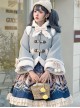 Classic Lolita Short Light Blue Solid Woolen Wool Cute Big Bow Knot Decoration Thick Coat