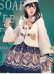 Short Apricot Solid Woolen Wool Cute Big Bow Knot Decoration Classic Lolita Thick Coat