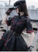 The Loser Of The Army Eats Dust Series OP Military Style Gothic Lolita Metal Belt Decoration Short Sleeve Dress Set