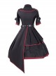 The Loser Of The Army Eats Dust Series OP Military Style Gothic Lolita Metal Belt Decoration Short Sleeve Dress Set