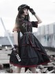 The Loser Of The Army Eats Dust Series OP Military Style Gothic Lolita Metal Belt Decoration Short Sleeve Dress Set