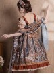 Constantine Series OP Elegant Vintage Oil Painting Print Bow Knots Decoration Classic Lolita Short Sleeve Dress Set