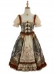 Constantine Series OP Elegant Vintage Oil Painting Print Bow Knots Decoration Classic Lolita Short Sleeve Dress Set