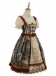 Constantine Series OP Elegant Vintage Oil Painting Print Bow Knots Decoration Classic Lolita Short Sleeve Dress Set