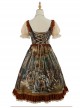 Constantine Series OP Elegant Vintage Oil Painting Print Bow Knots Decoration Classic Lolita Short Sleeve Dress Set