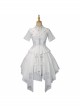 Fog City Thorns Series OP White Military Uniform Exquisite Embroidery Pattern Irregular Hem Classic Lolita Short Sleeve Dress Set