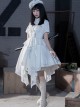 Fog City Thorns Series OP White Military Uniform Exquisite Embroidery Pattern Irregular Hem Classic Lolita Short Sleeve Dress Set