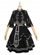 Battle Of Thorns Series Dark Cool Handsome Military Style Decorative Embroidered Metal Buttons Gothic Lolita Top Skirt Set