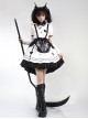 Aries Series JSK British Style Maid Outfit Black Printing Decoration Bow Knots Pleated Lace Gothic Lolita Short Sleeve Dress Set