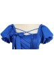 Simple Solid Color Klein Blue OP Pleated Lace Bow Knot Decoration Cross Straps Classic Lolita Short Sleeve Dress Set