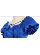 Simple Solid Color Klein Blue OP Pleated Lace Bow Knot Decoration Cross Straps Classic Lolita Short Sleeve Dress Set